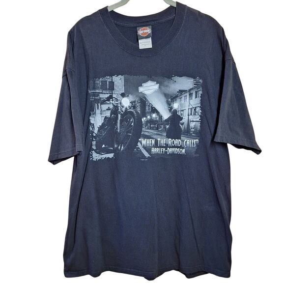 Harley Davidson y2k vintage double sided graphic print tee pin-up XL Outer banks - Picture 2 of 5
